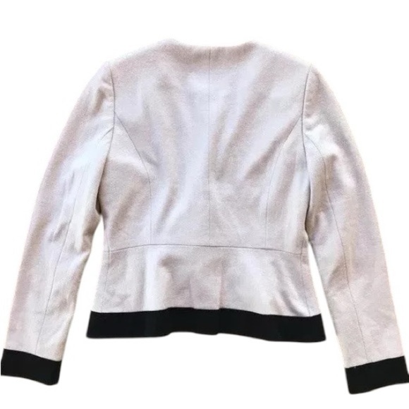 Elevenses Anthropologie Wool Buttoned Bow Blazer Jacket Gray Black Size 8 - Picture 2 of 6